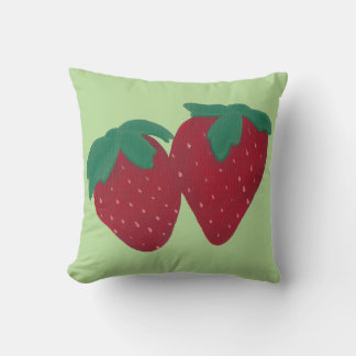 Red Strawberry Strawberries, Two on Green Pillows