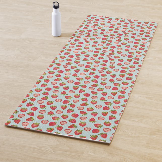 Red Strawberry Summer Mint Yoga Mat (In Situ)