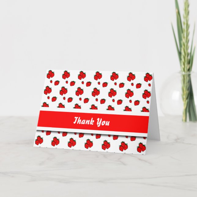 Red Strawberry Thank You Card (Front)