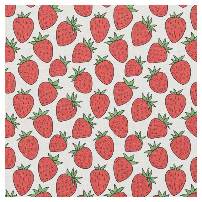  Red Strawberry | Whimsical Fruit-Theme Fabric (Close Up)