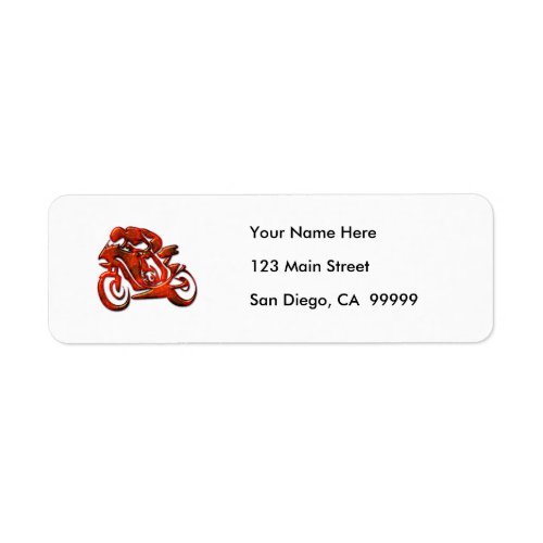Red Streaks Embossed Motorcycle Racer Label