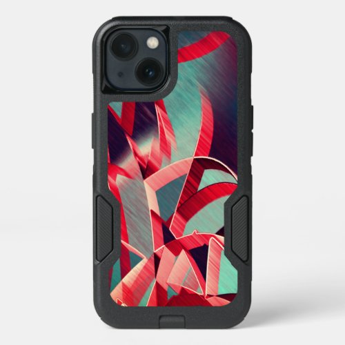 Red streaks over blue or gray drizzled image iPhone 13 case