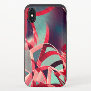 Red streaks over blue or gray, drizzled image iPhone x slider case