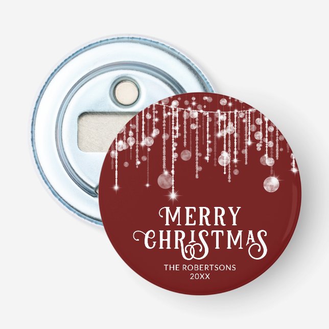 Red String Lights Christmas Party Bottle Opener (Front)