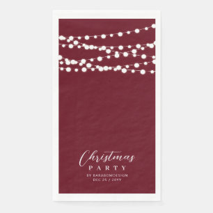 Red String Lights Elegant Christmas Holiday Party Paper Guest Towels