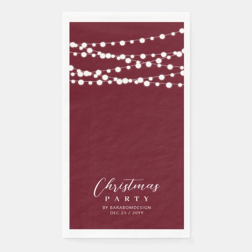 Red String Lights Elegant Christmas Holiday Party Paper Guest Towels