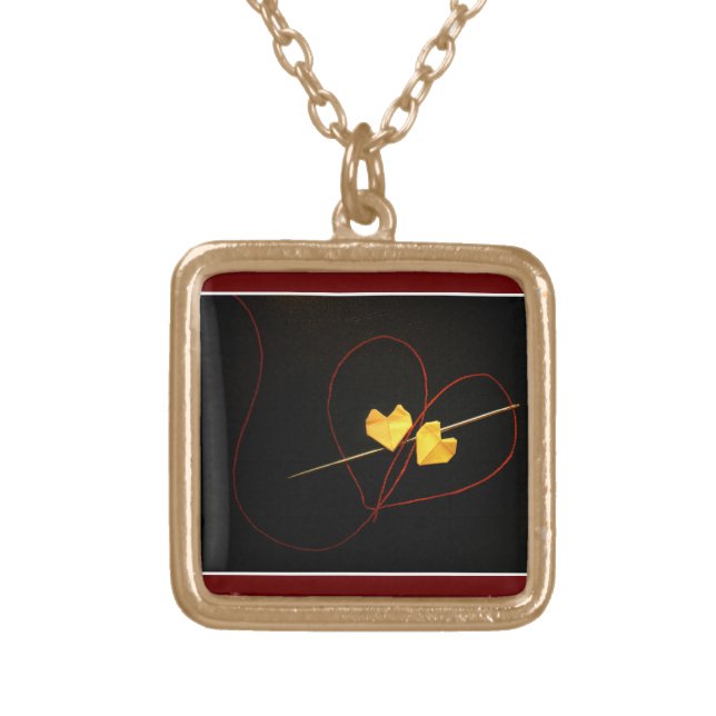 Red String of Fate Gold Plated Necklace (Front)