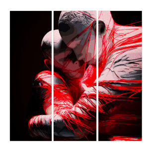 Red Strings of Fate Emotional Embrace Sculpture Triptych