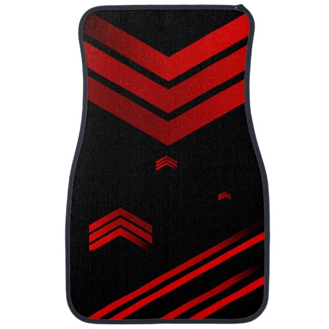 Red Strip and Black background Car Floor Mat (Front)