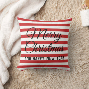 Red strip- merry christmas  throw pillow