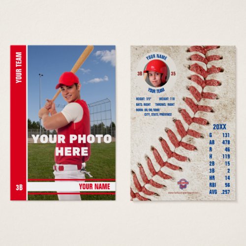 Red Stripe Baseball Trading Card _ Custom Stats