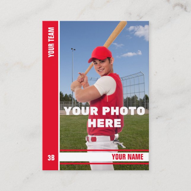 Red Stripe Baseball Trading Card - Custom Stats (Front)