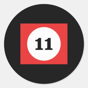 Red Stripe Billiards Pool Ball #11 Matching Group  Classic Round Sticker