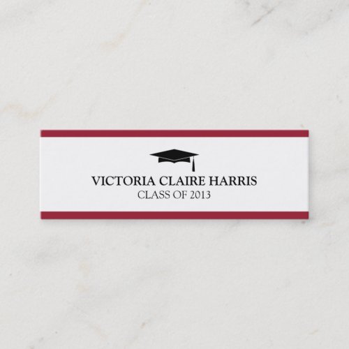 Red stripe border graduation cap name card business card templates