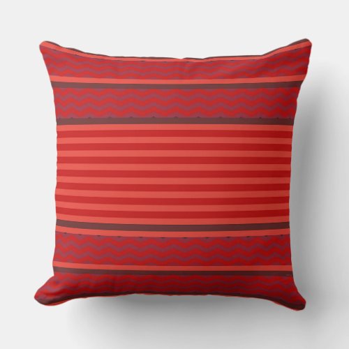 Red Stripe Chevron  Throw Pillow