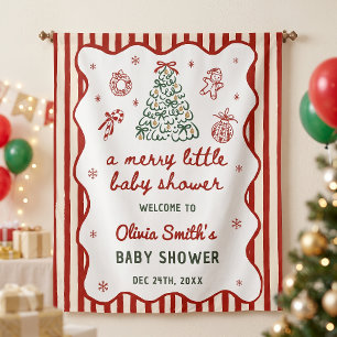 Red Stripe Christmas Baby Shower Tapestry