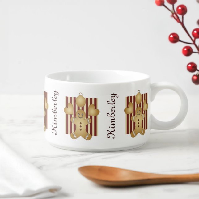 Red Stripe Christmas Cookie Cute Gingerbread Man Bowl (Creator Uploaded)