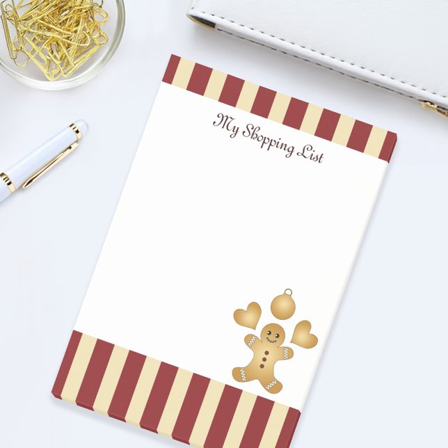 Red Stripe Christmas Cookie Cute Gingerbread Man Post-it Notes (Creator Uploaded)