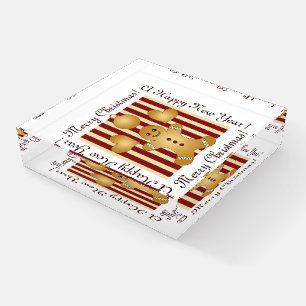 Red Stripe Cute Gingerbread Man Cookie Christmas Paperweight