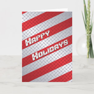 Red Stripe Diamond Plate Holiday Card