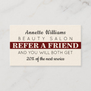 Red stripe elegant referral business card