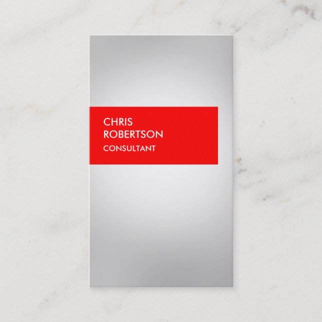 Red Stripe Gray Attractive Business Card (Front)