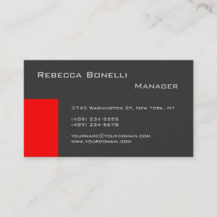 Red Stripe Grey Stylish Manager Business Card