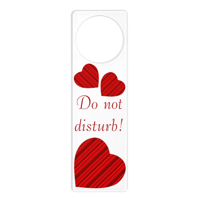 Red Stripe Heart "Do Not Disturb!" Door Hanger (Front)