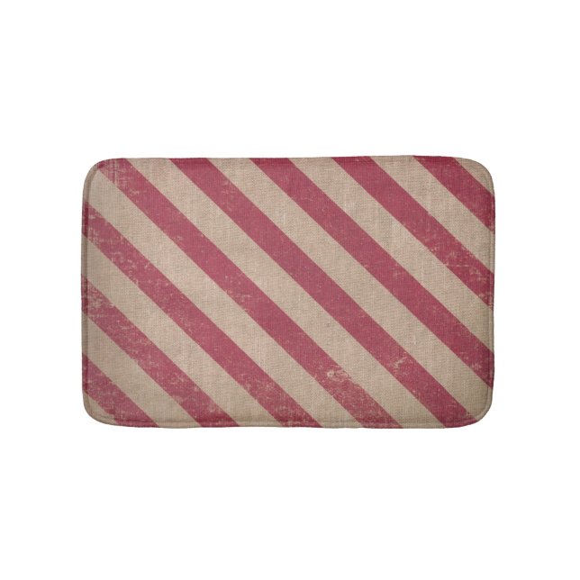 red stripe holiday candy cane christmas bath mat (Front)