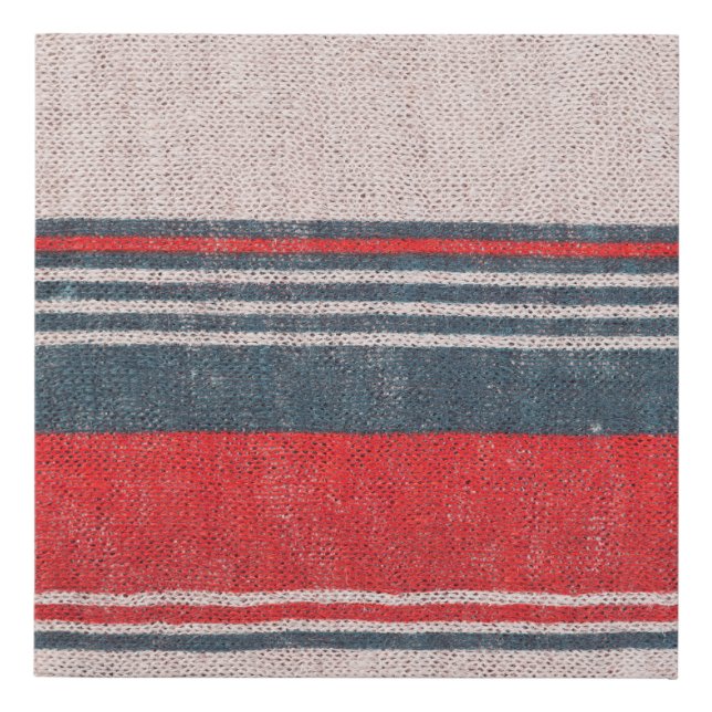 Red Stripe Linen: Knitwear Texture Faux Canvas Print (Front)