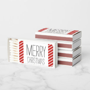 Red Stripe Modern Merry Christmas Holiday Matchboxes