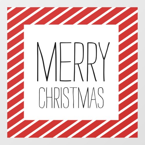 Red Stripe Modern Merry Christmas Holiday Window Cling