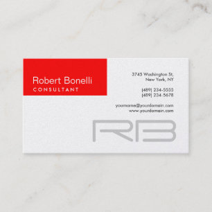 Red Stripe Monogram Business Card