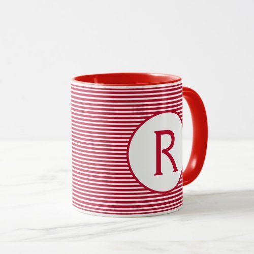 Red Stripe Monogram Mug