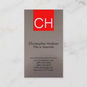 Red Stripe Monogram Simple Business Card