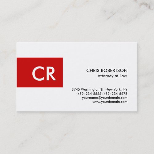 Red Stripe Monogram White Standard Business Card