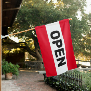 Red Stripe Open Sign Flag
