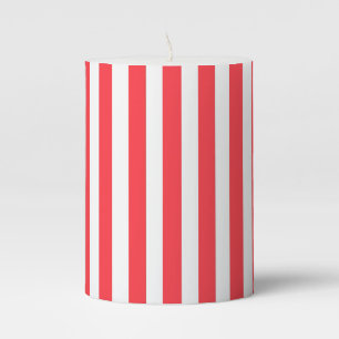 Red Stripe Pillar Candle