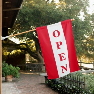 Red Stripe Vertical Open Sign Flag