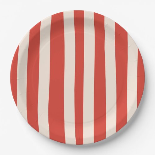 Red Stripe White & Blue Family Stripes Barbecue Paper Plates