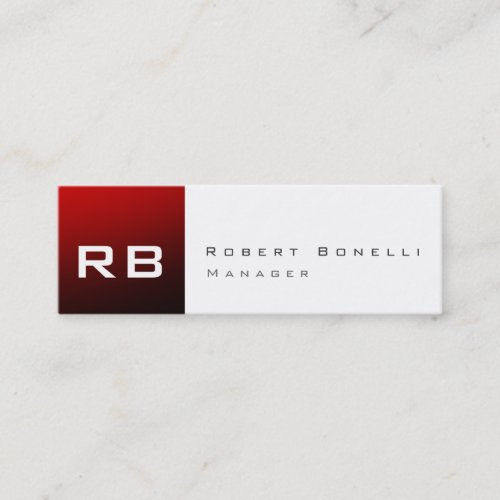 Red Stripe White Monogram Skinny Business Card