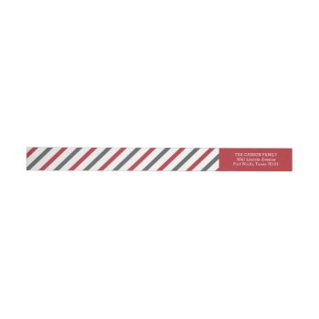 Red Stripe Wrap Around Return Address Labels by BanterandCharm at Zazzle