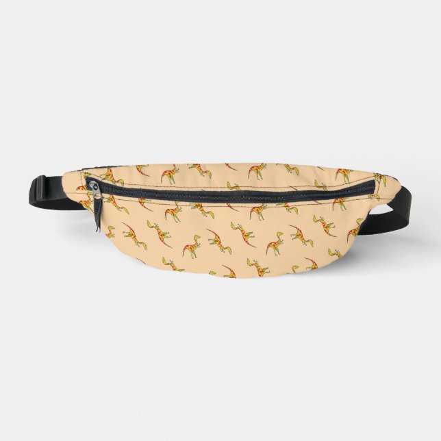 Red stripe yellow dinosaurs fanny pack (Front)