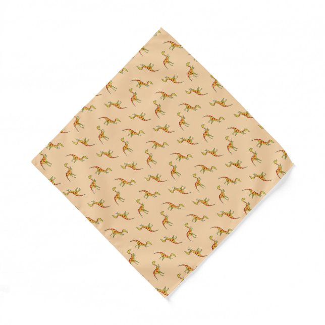 Red stripe yellow dinosaurs pattern bandana (Front)