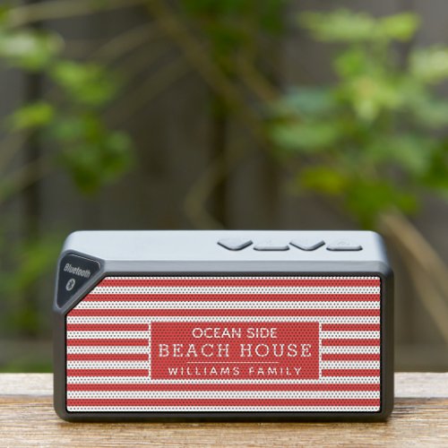 Red Striped Beach House  Bluetooth Speaker