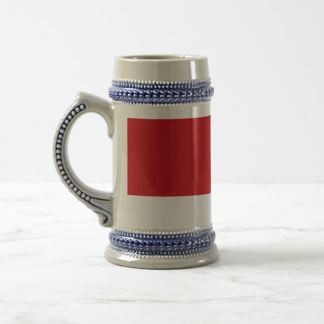 Red striped beer stein (Left)