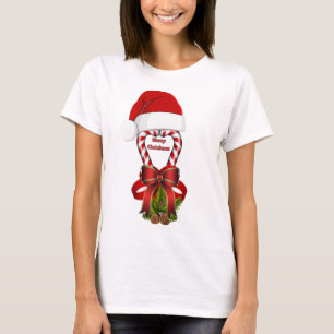 Red Striped Christmas Candy Cane T-Shirt