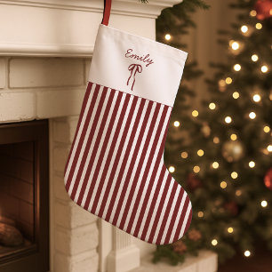 Red Striped Christmas Stocking with Bow