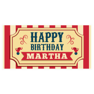Red Striped Circus Birthday Banner Party Decor