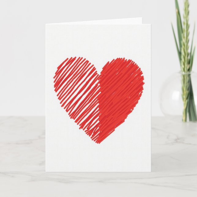 Red Striped Heart Love Card (Front)